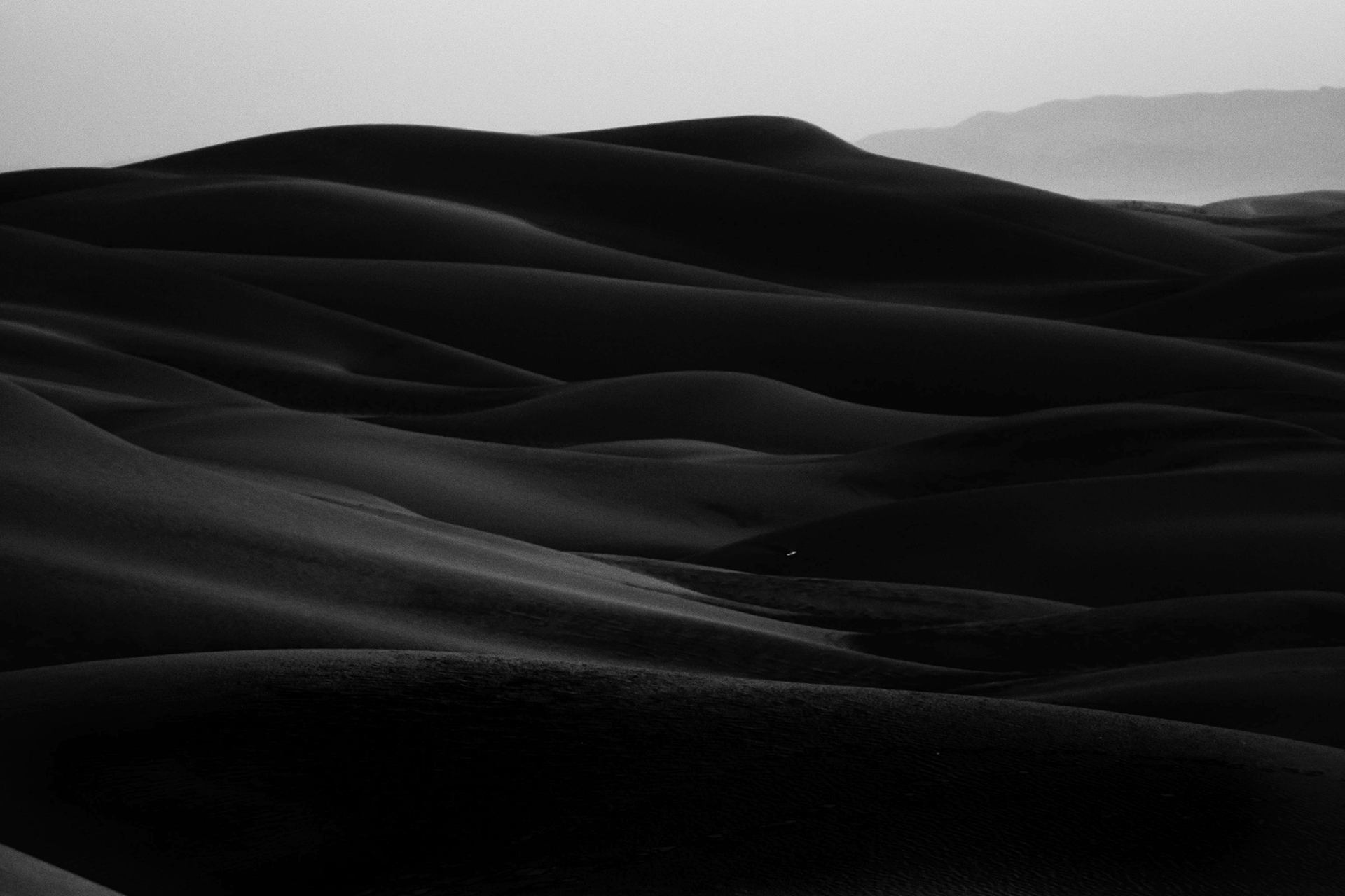 Gently undulating waves of sand in the desert
