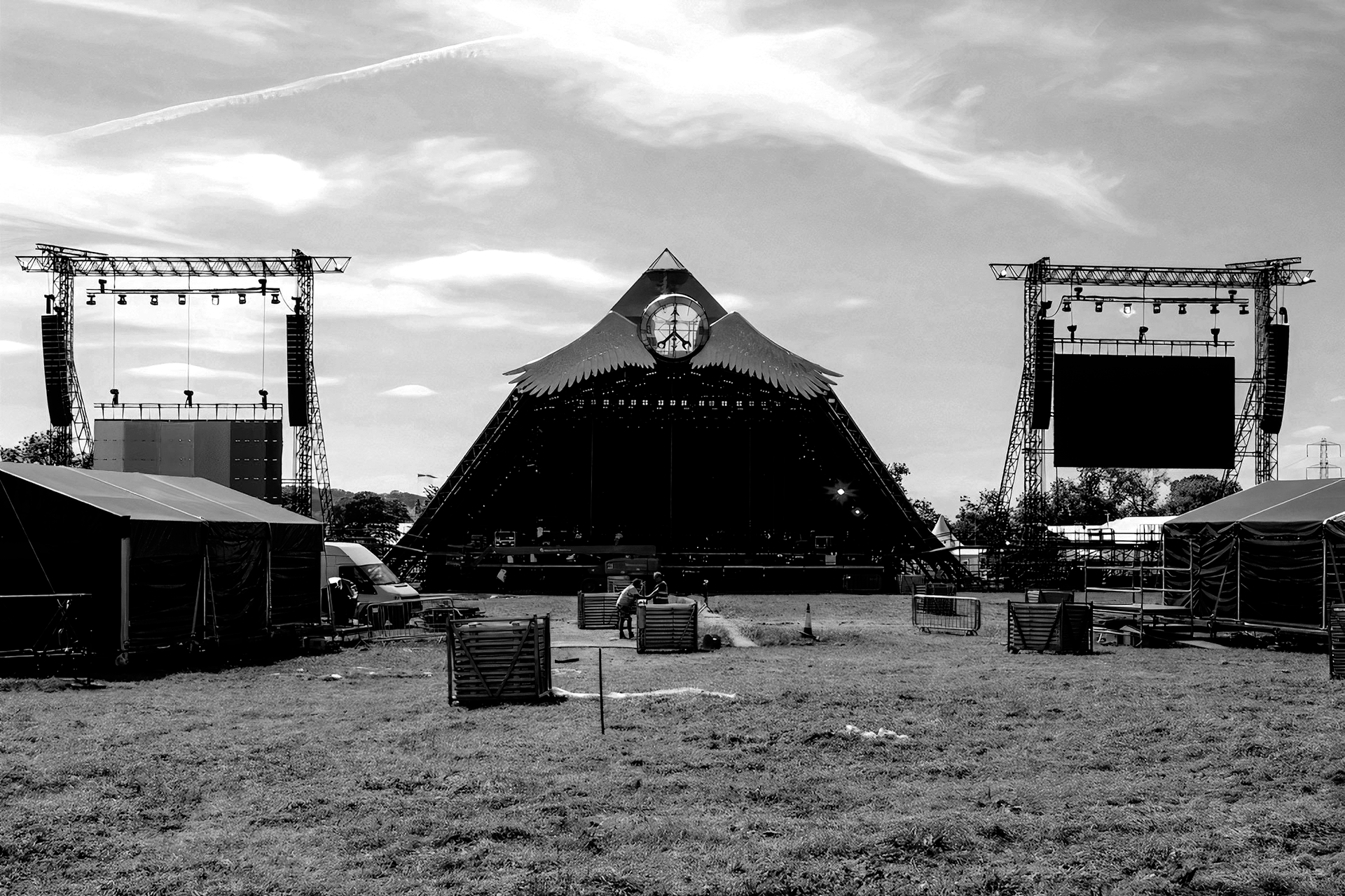 A rare moment of calm before the crowds at Glastonbury