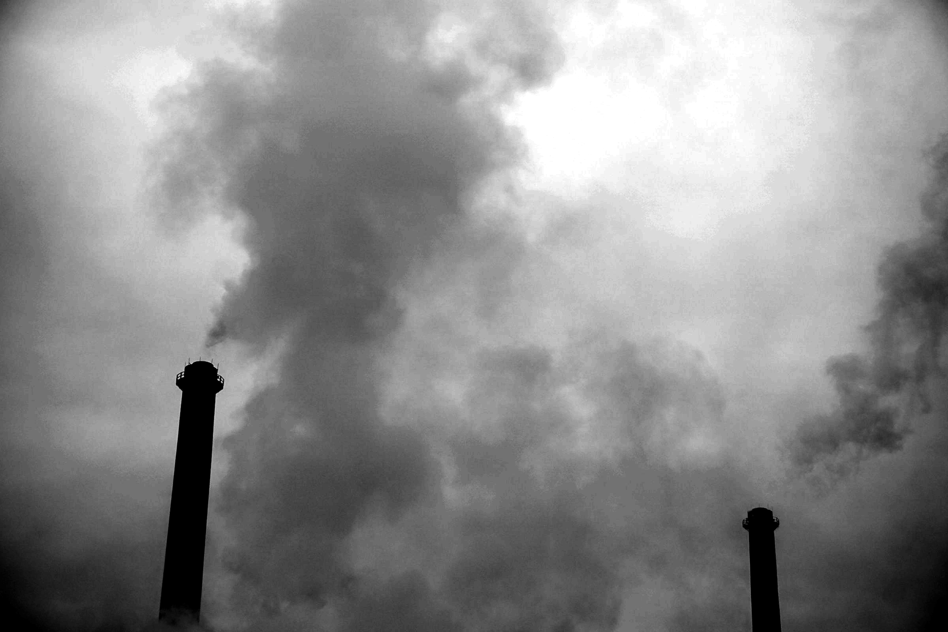 Polution spewing from smokestacks